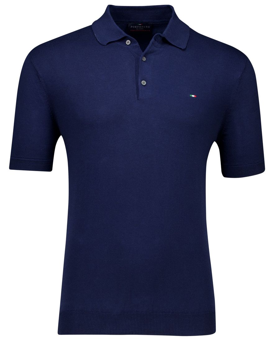 Portofino polo donkerblauw korte mouw effen katoen