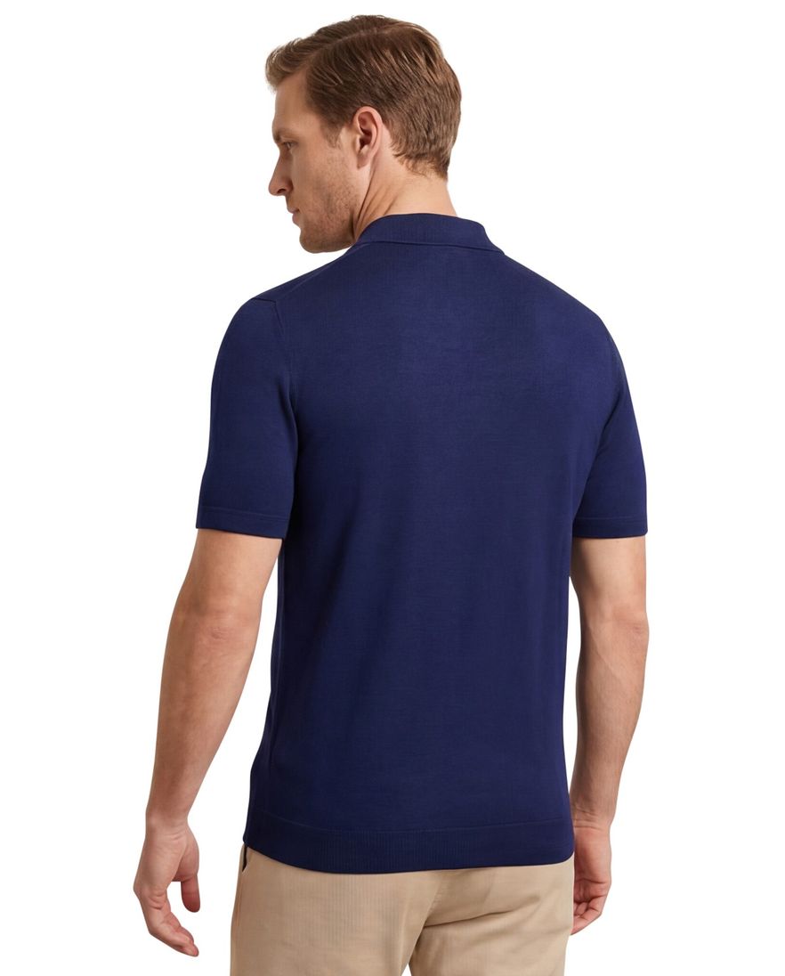 Portofino polo donkerblauw korte mouw effen katoen
