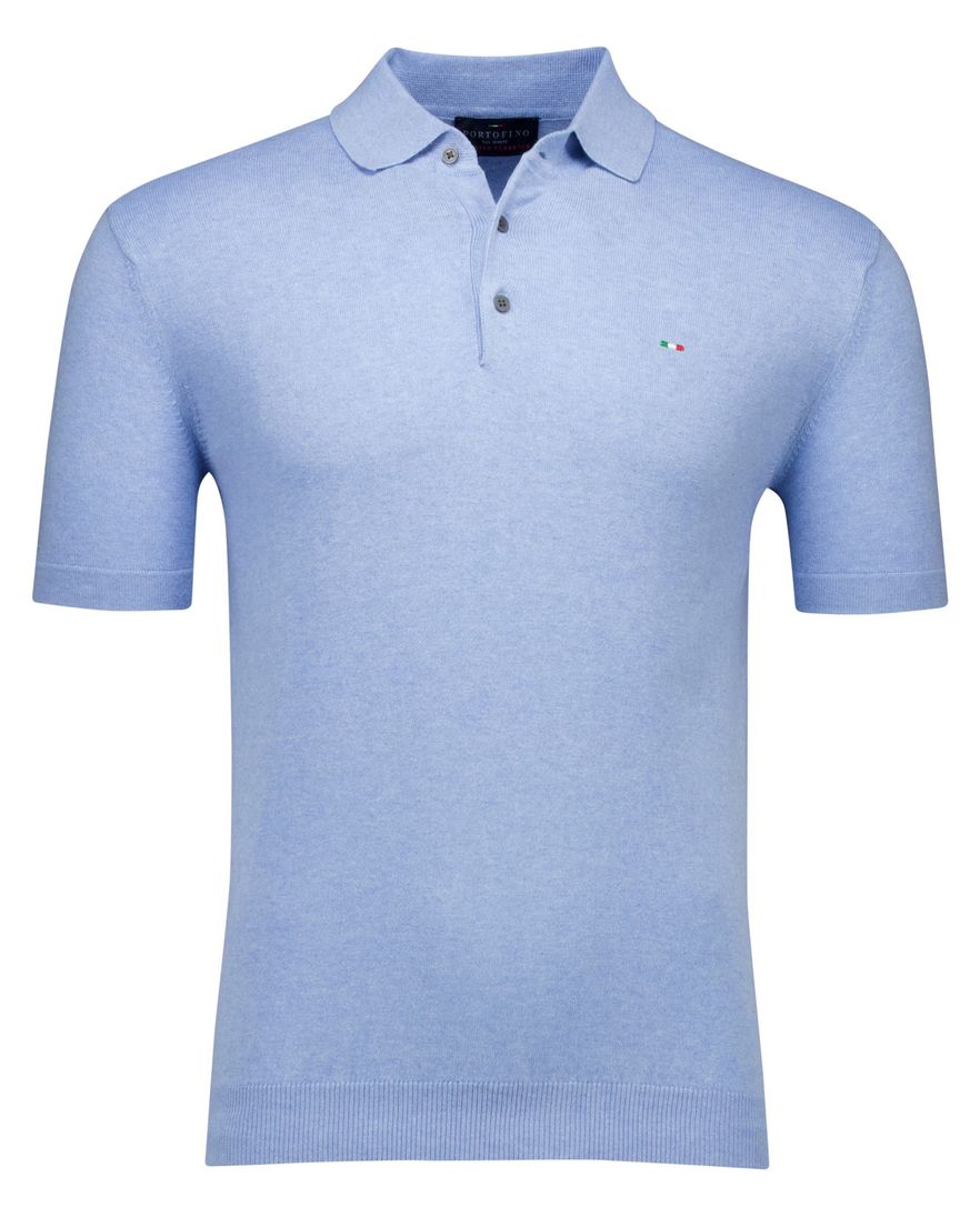 Portofino polo lichtblauw gemêleerd met boord