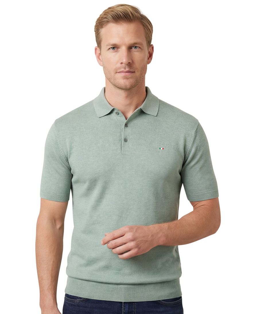 Portofino polo lichtgroen 3-knoops gemeleerd katoen