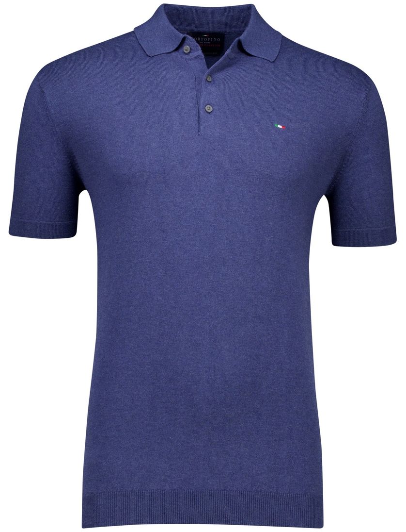 poloshirt extra lang Portofino donkerblauw 3 knoops