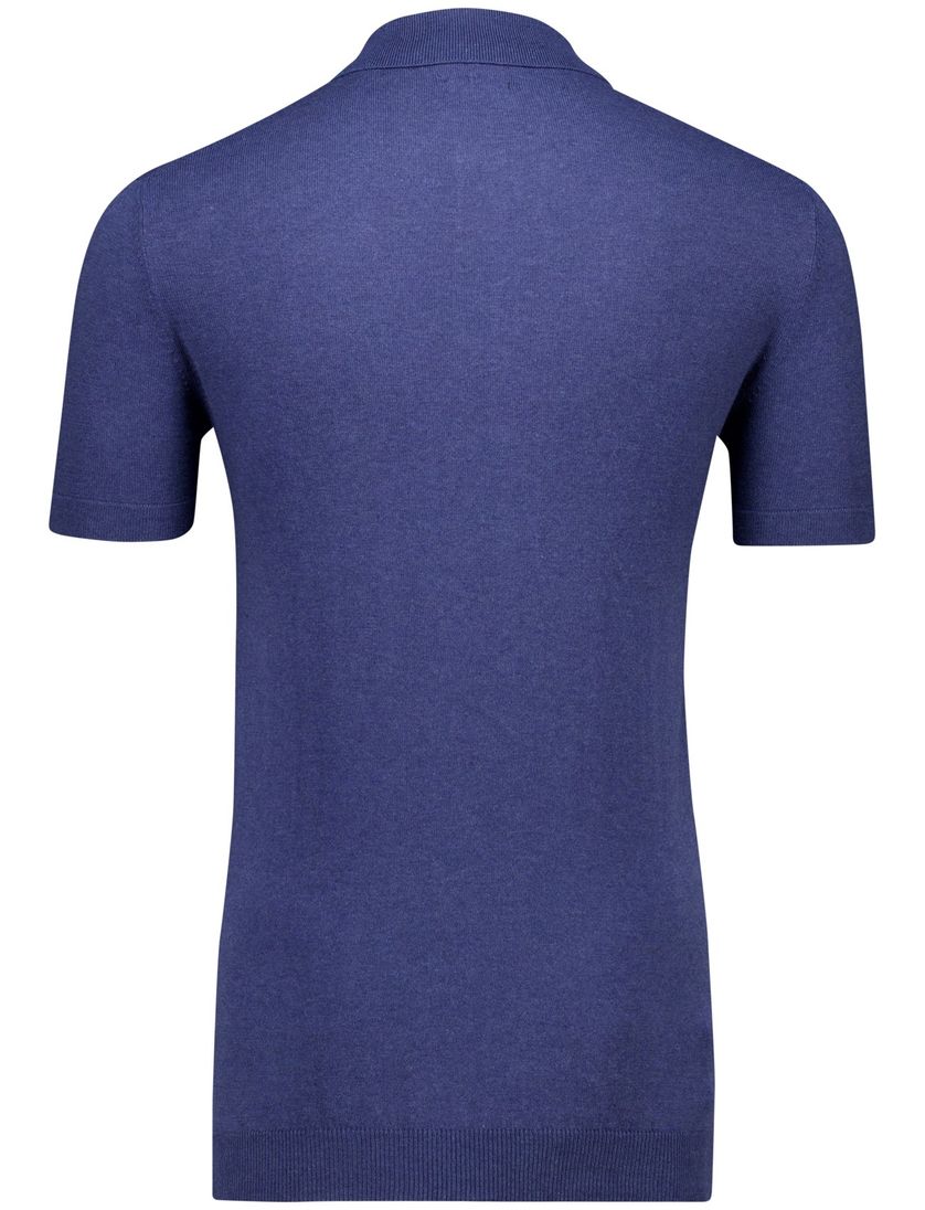 poloshirt extra lang Portofino donkerblauw 3 knoops