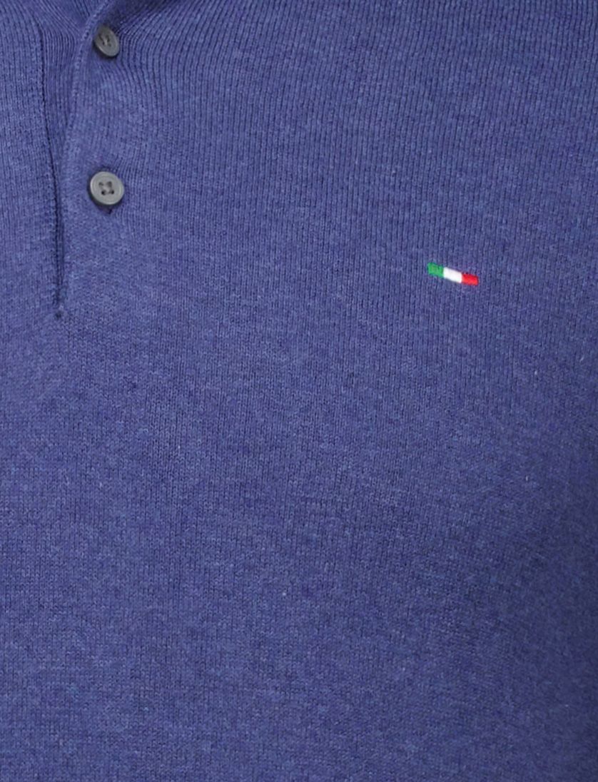 poloshirt extra lang Portofino donkerblauw 3 knoops