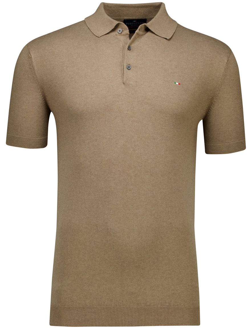 Portofino polo extra lang bruin gemêleerd