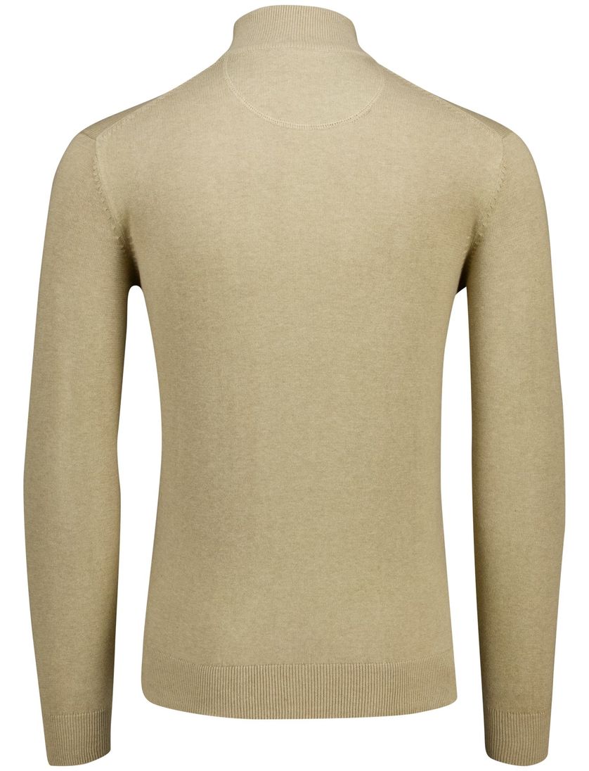 beige Portofino half zip trui met boord