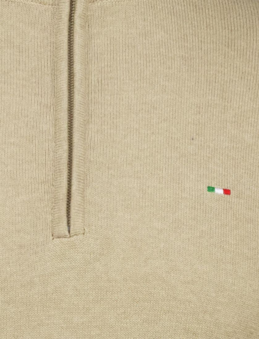 beige Portofino half zip trui met boord