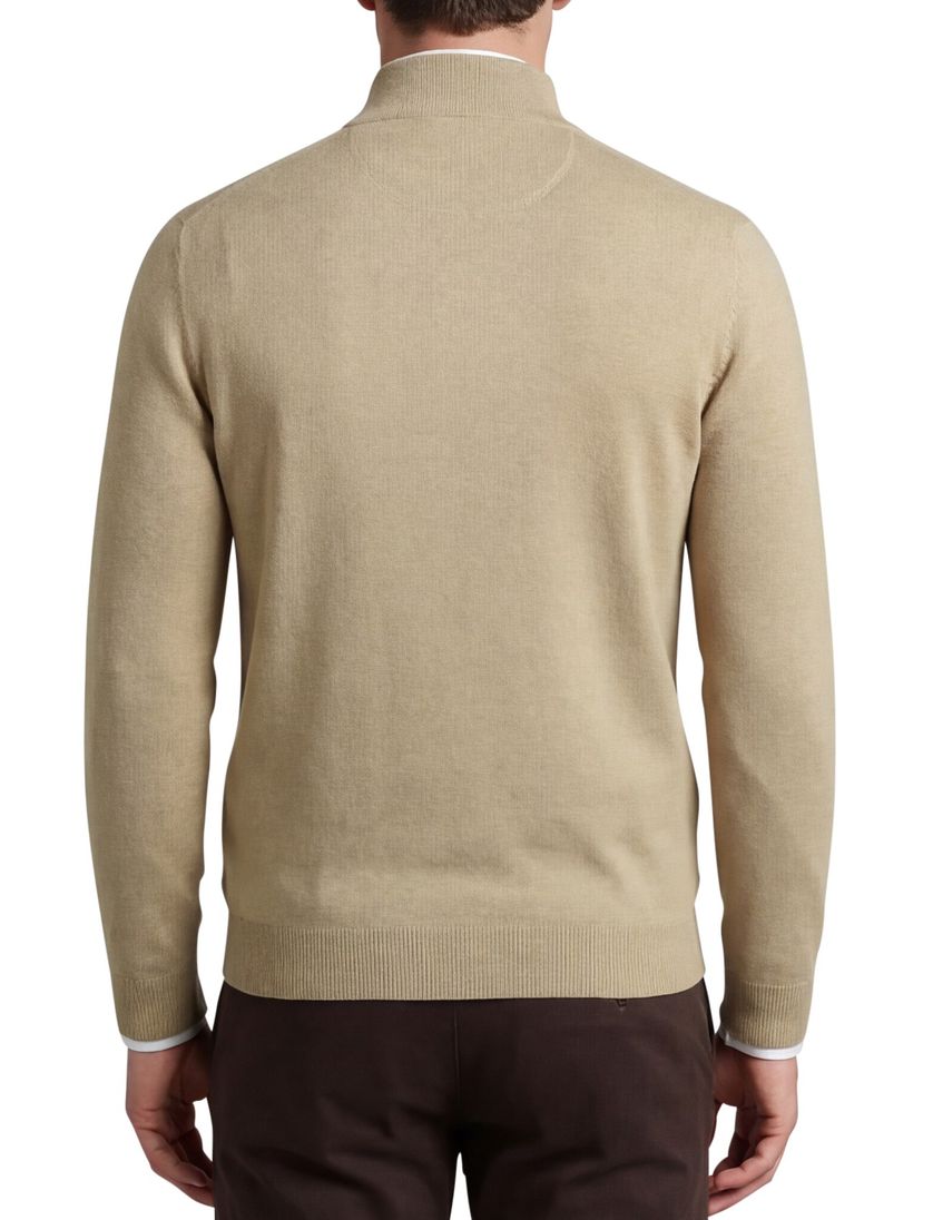 beige Portofino half zip trui met boord