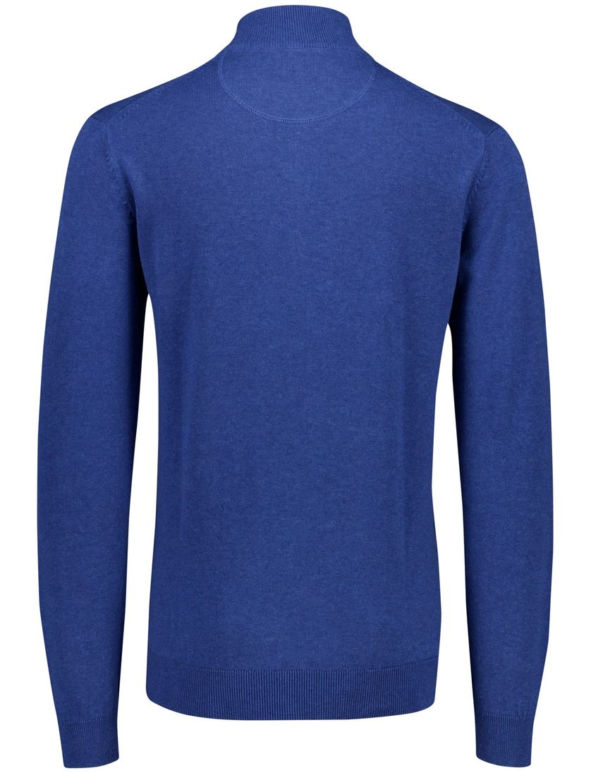 Portofino half zip trui extra lang blauw katoen normale fit