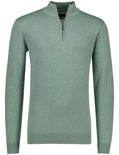 Portofino katoenen Portofino half zip trui extra lang groen effen