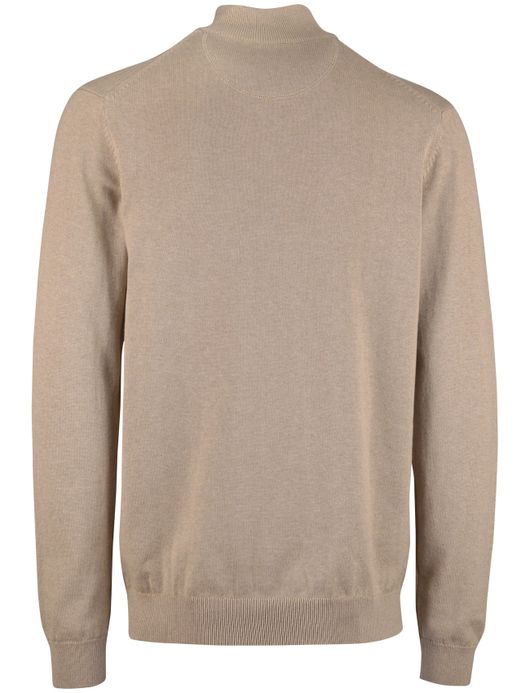 Portofino half zip extra long fit beige katoen