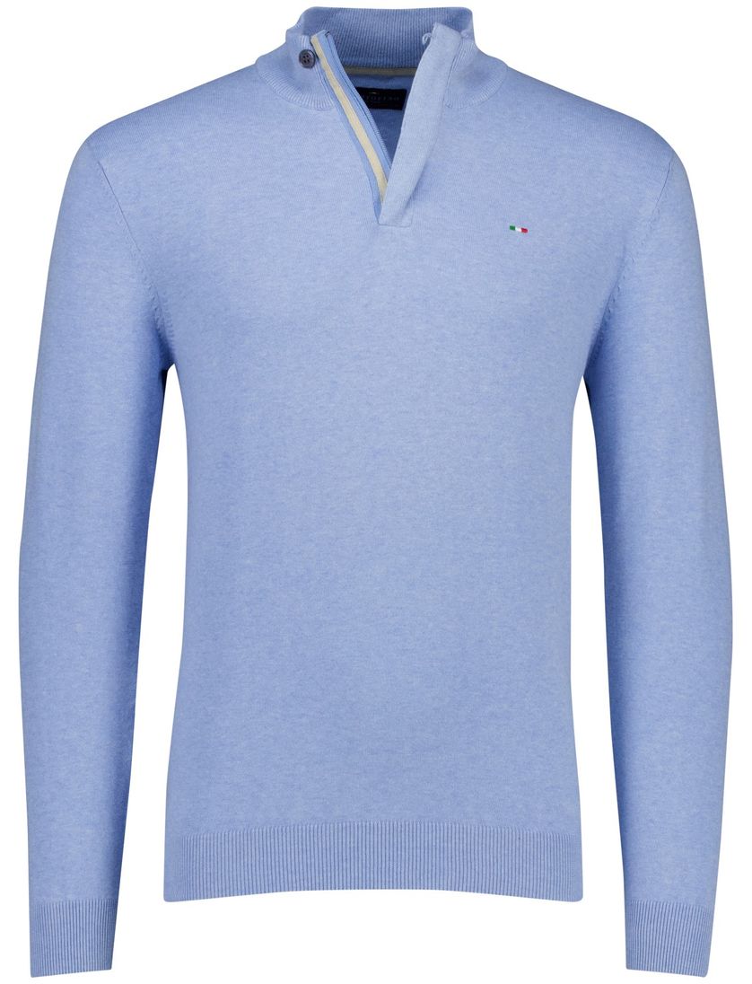Portofino half zip trui Regular fit lichtblauw met boord