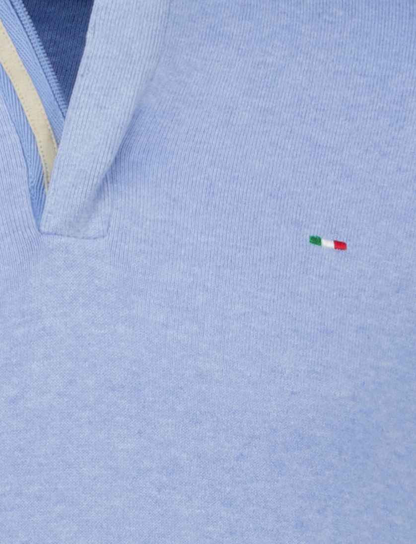 Portofino half zip trui Regular fit lichtblauw met boord