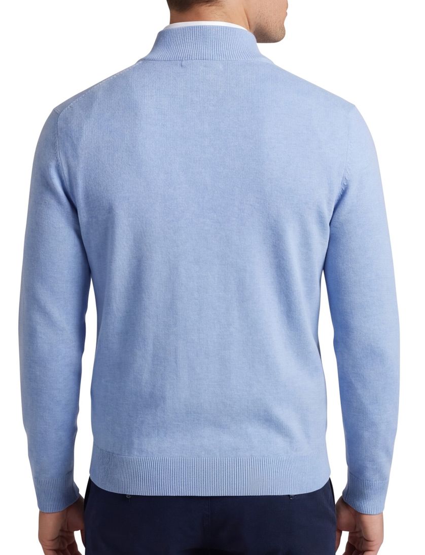 Portofino half zip trui Regular fit lichtblauw met boord