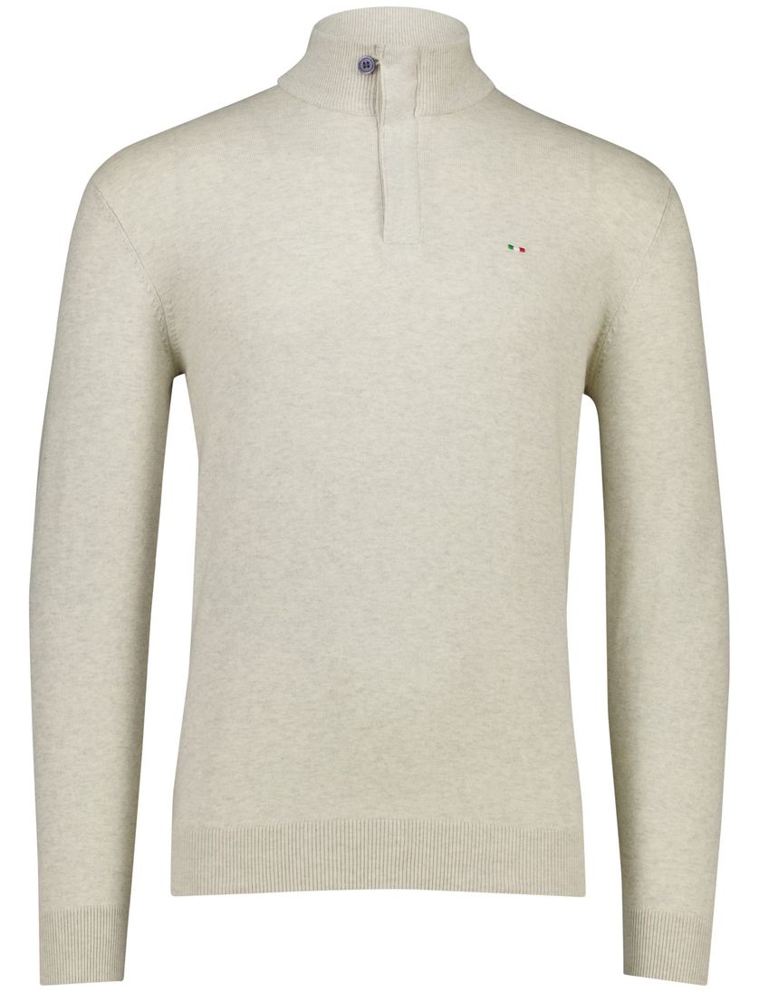 Portofino Regular fit half zip trui creme met boord