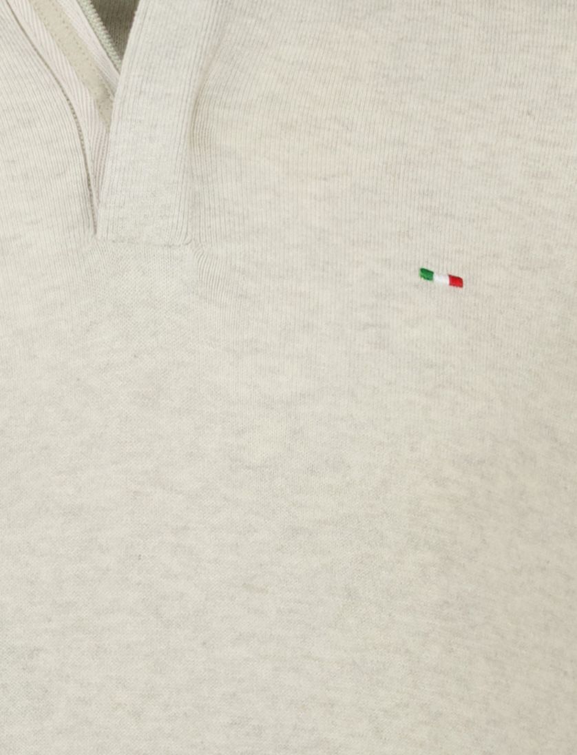 Portofino Regular fit half zip trui creme met boord