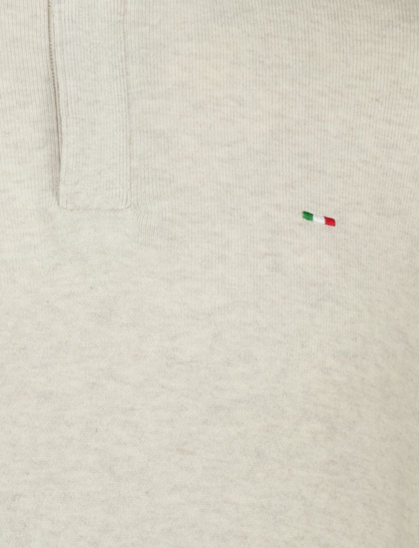 Portofino Regular fit half zip trui creme met boord