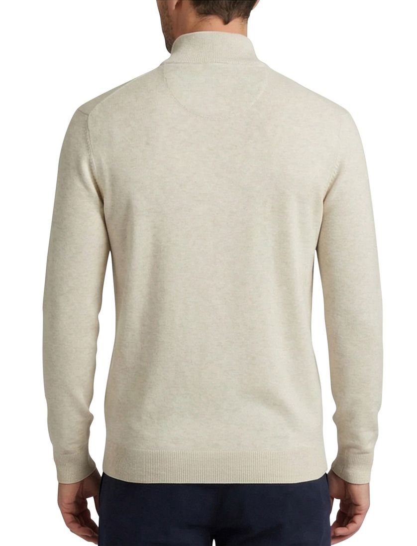 Portofino Regular fit half zip trui creme met boord