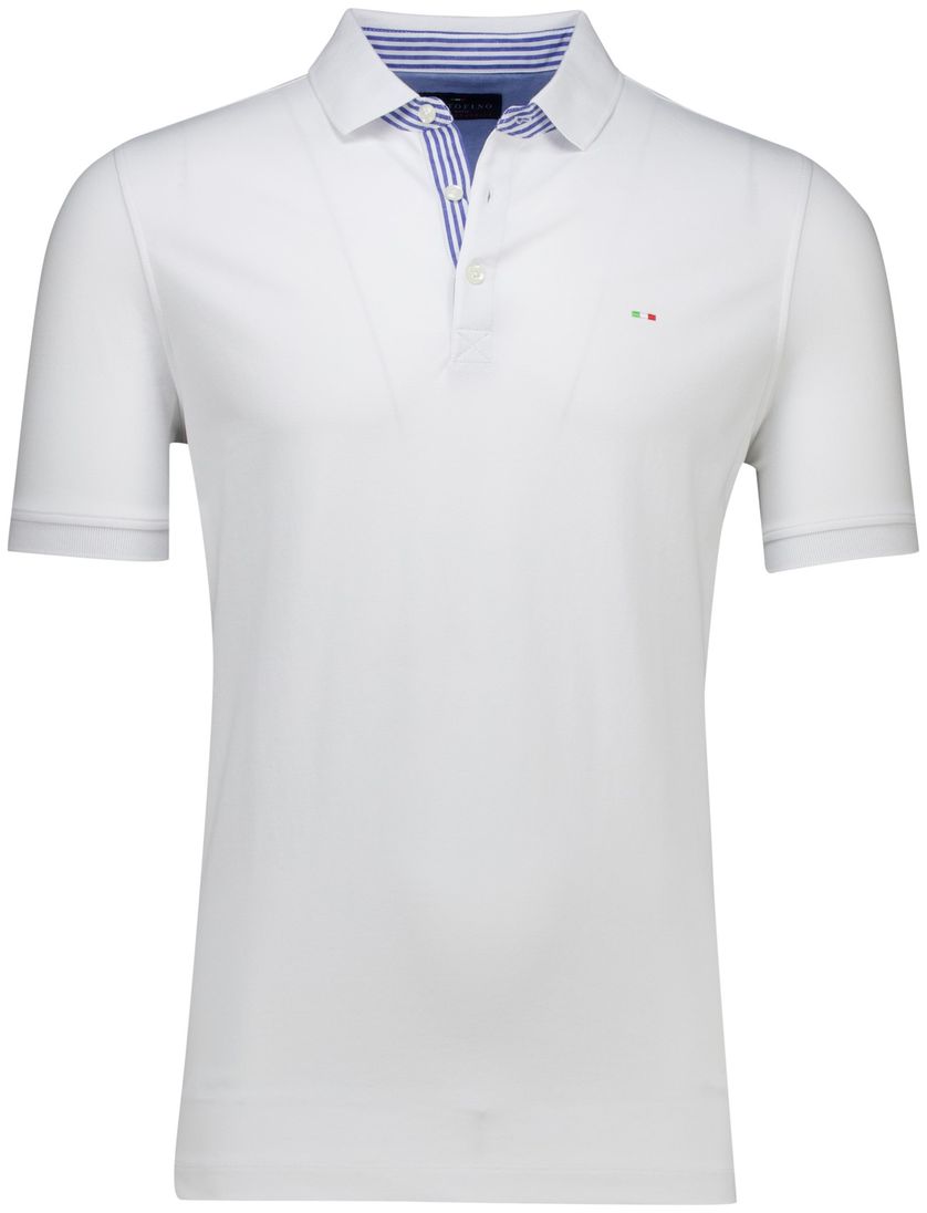 Portofino polo wit 3-knoops effen normale fit