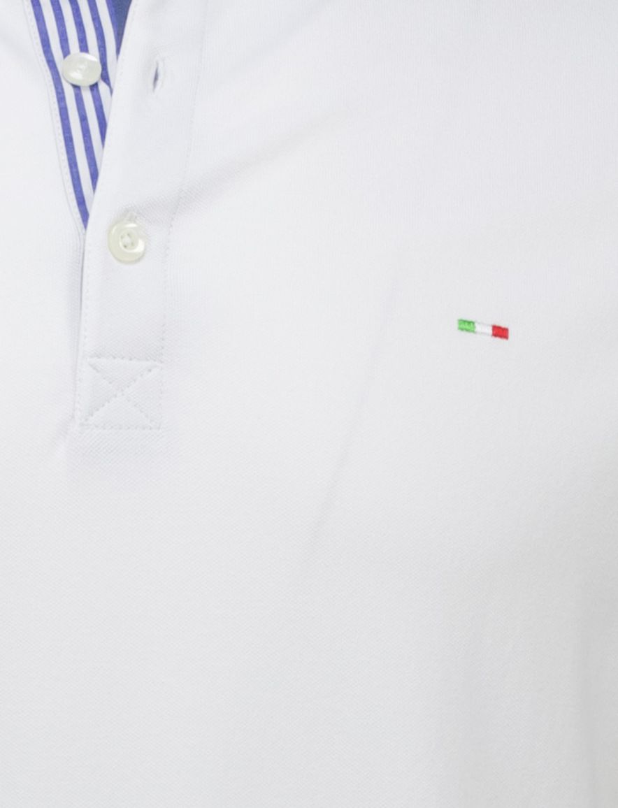 Portofino polo wit 3-knoops effen katoen