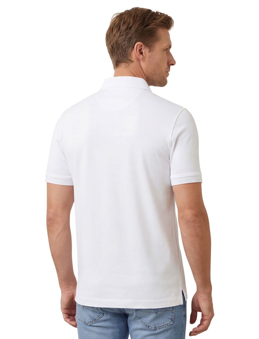 Portofino polo wit 3-knoops effen katoen
