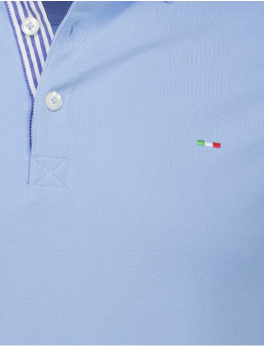 Portofino polo lichtblauw 3-knoops katoen