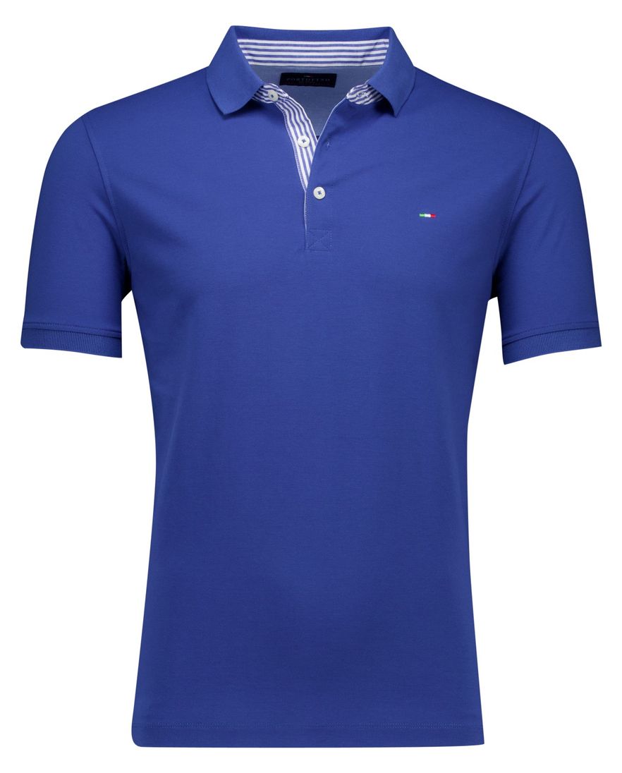 Portofino polo blauw pique katoen effen