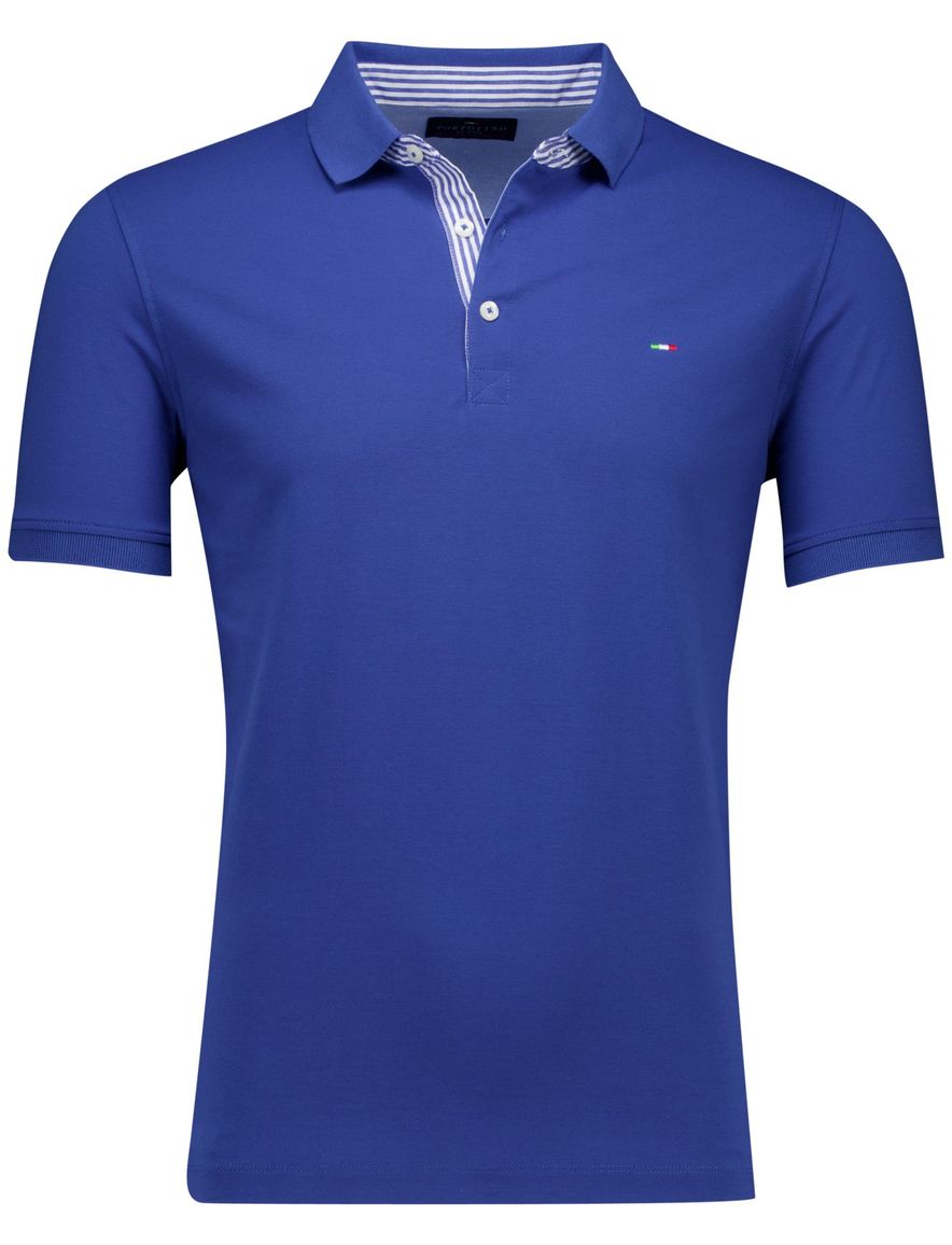 Portofino polo blauw pique katoen effen