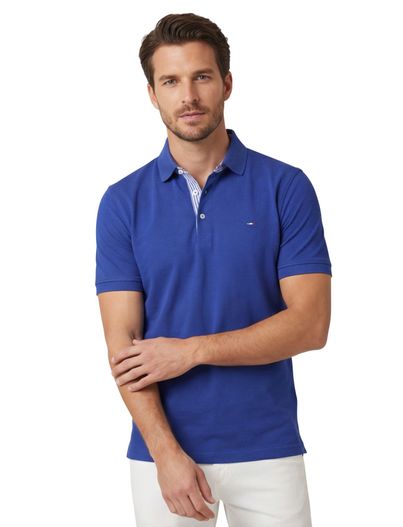 Portofino Portofino polo blauw pique katoen 3-knoops