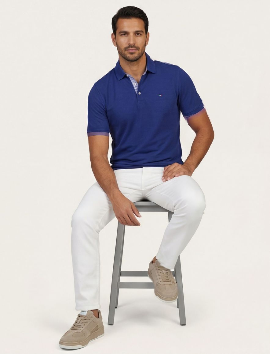 Portofino polo donkerblauw pique katoen