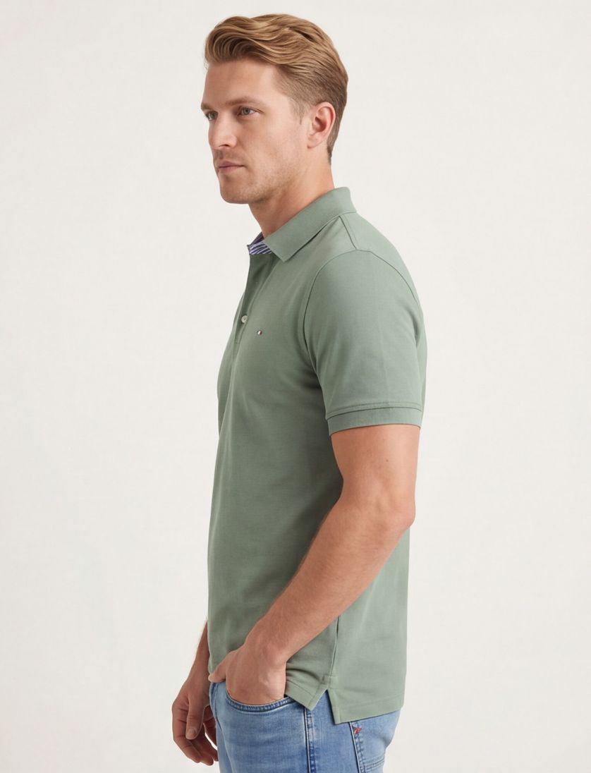 Portofino polo groen pique 3-knoops