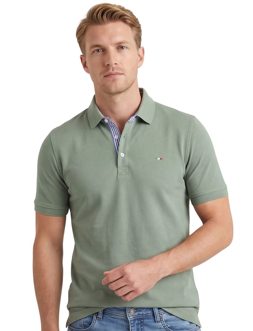 Portofino polo groen pique 3-knoops