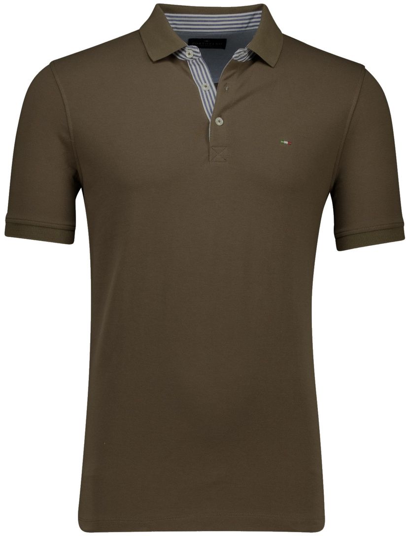 Portofino polo bruin pique 3-knoops