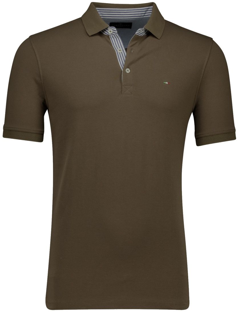 Portofino polo bruin pique 3-knoops