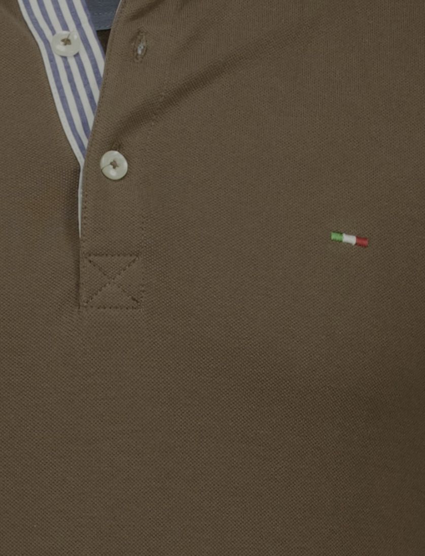 Portofino polo bruin pique 3-knoops