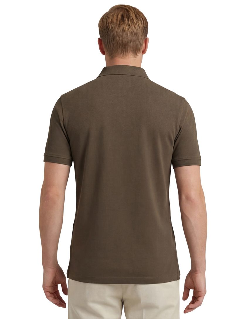 Portofino polo bruin pique 3-knoops