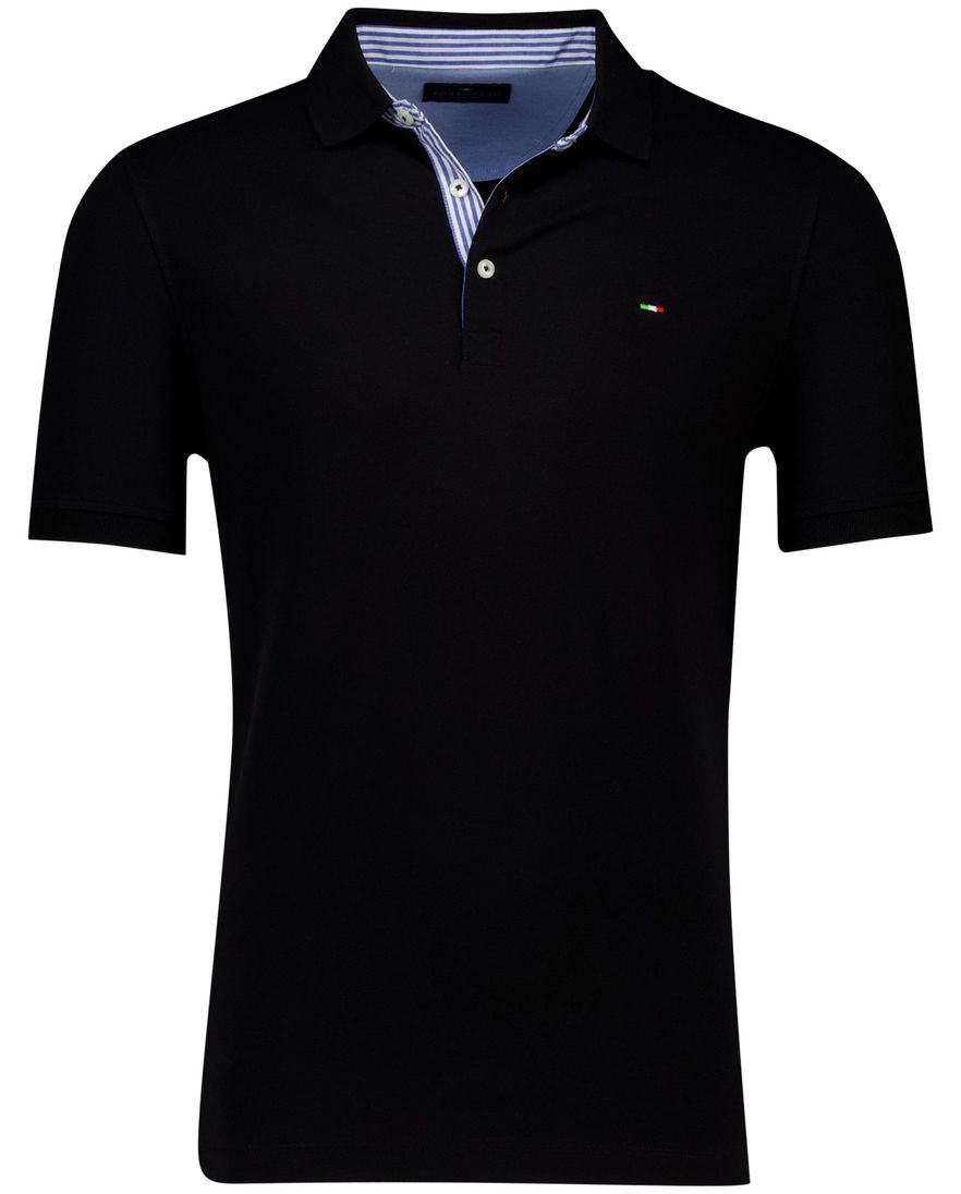 Portofino polo zwart effen pique katoen