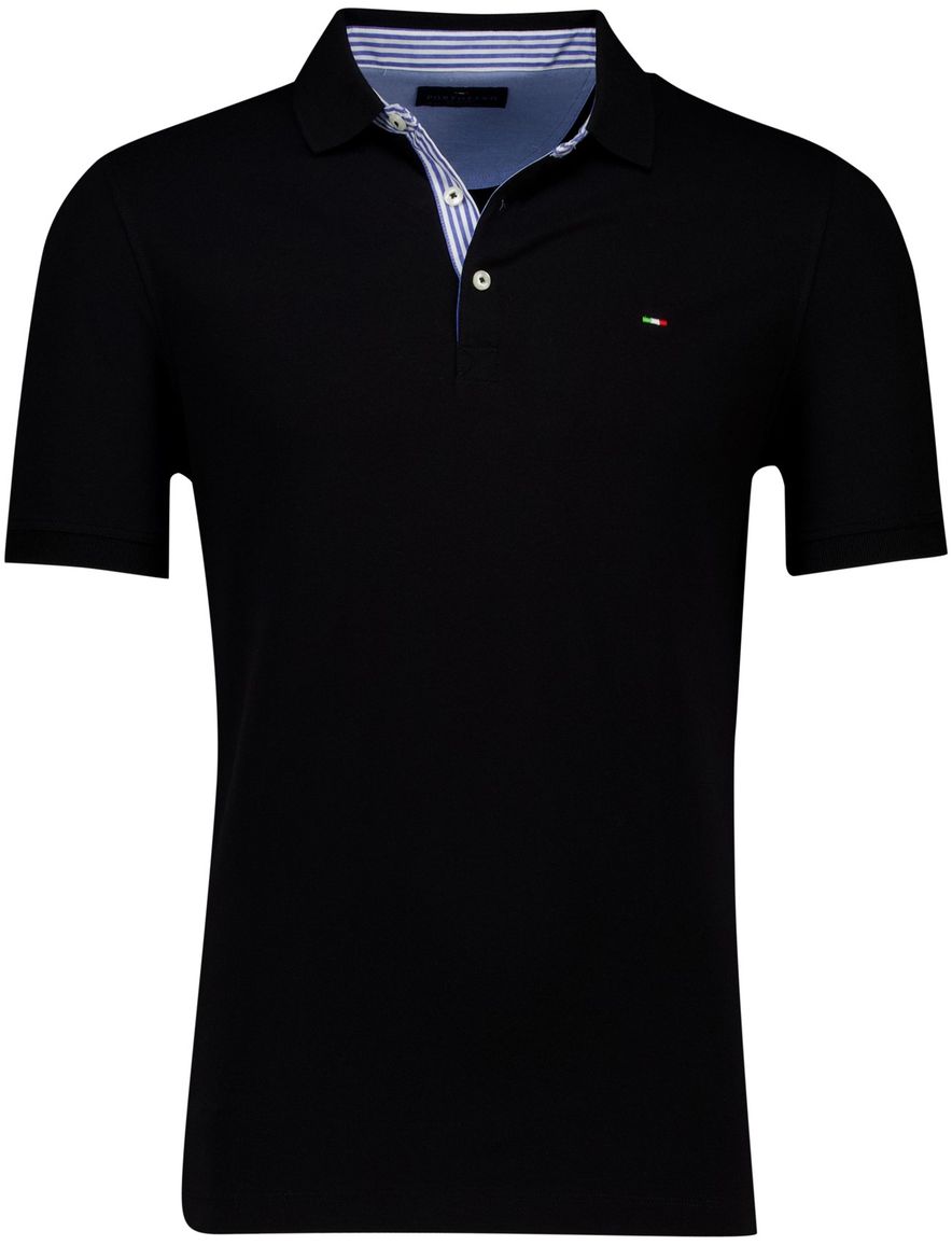 Portofino polo zwart effen pique katoen