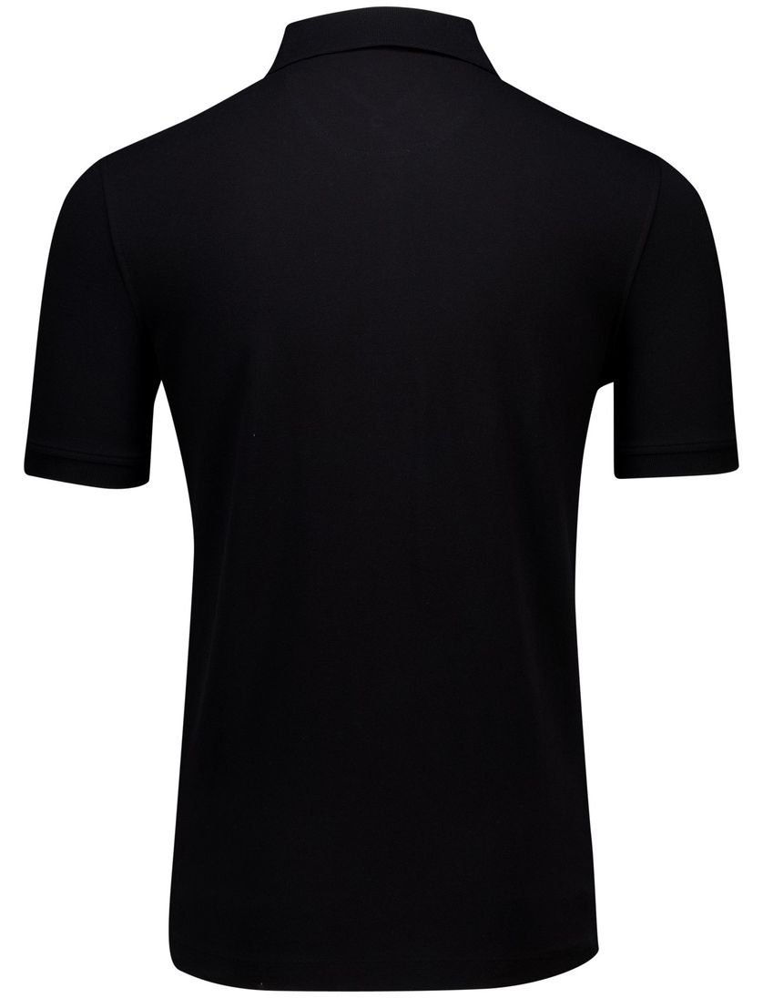 Portofino polo zwart effen katoen 3-knoops