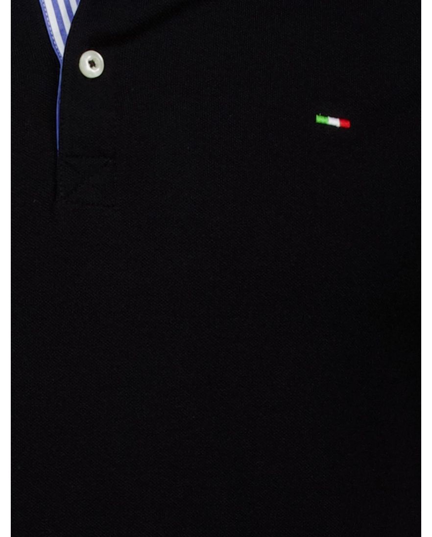 Portofino polo zwart effen pique katoen