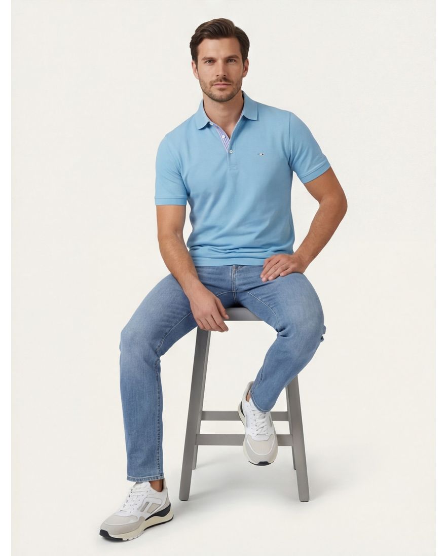 Portofino polo blauw katoen