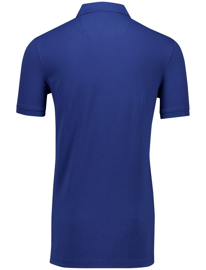 Portofino polo extra lang kobaltblauw effen katoen