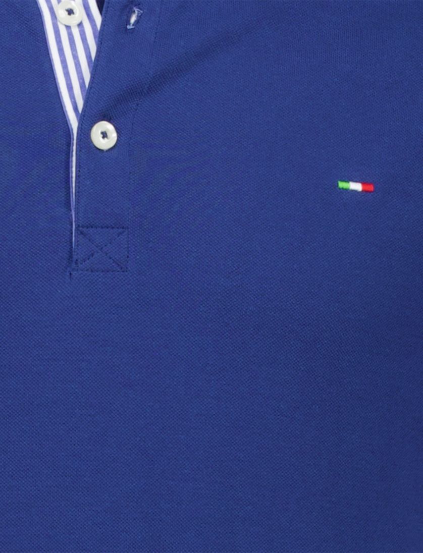 Portofino polo extra lang kobaltblauw effen katoen