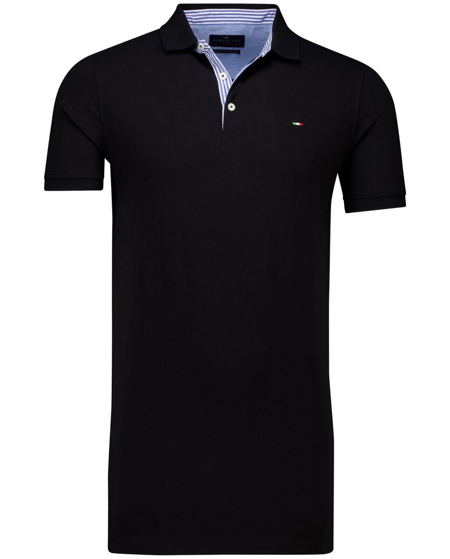 Portofino polo extra lang zwart stretch pique