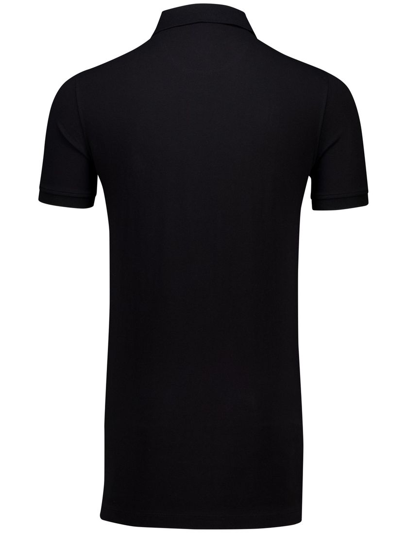 Portofino polo extra lang zwart stretch pique 3-knoops
