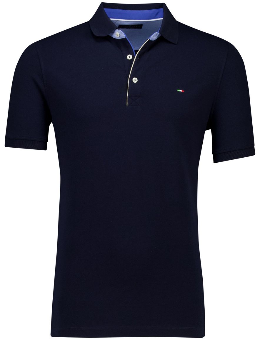 Portofino polo donkerblauw 3 knoops normale fit katoen