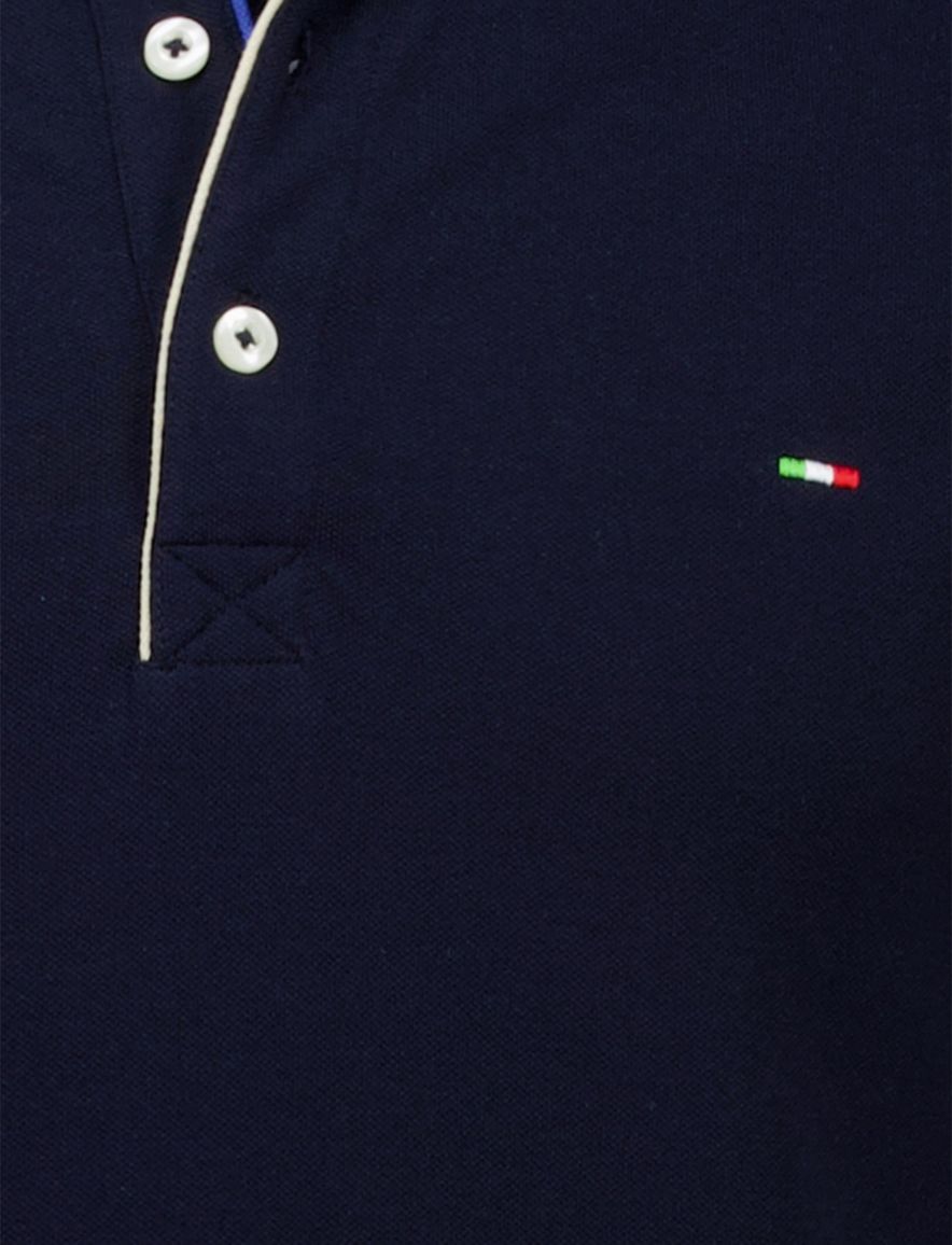 Portofino polo donkerblauw 3 knoops normale fit katoen