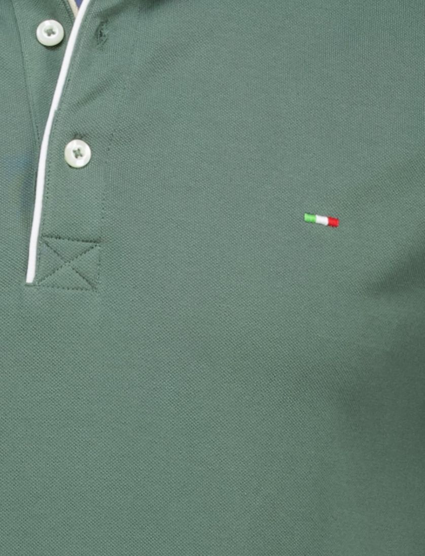 Portofino polo groen pique 3-knoops katoen