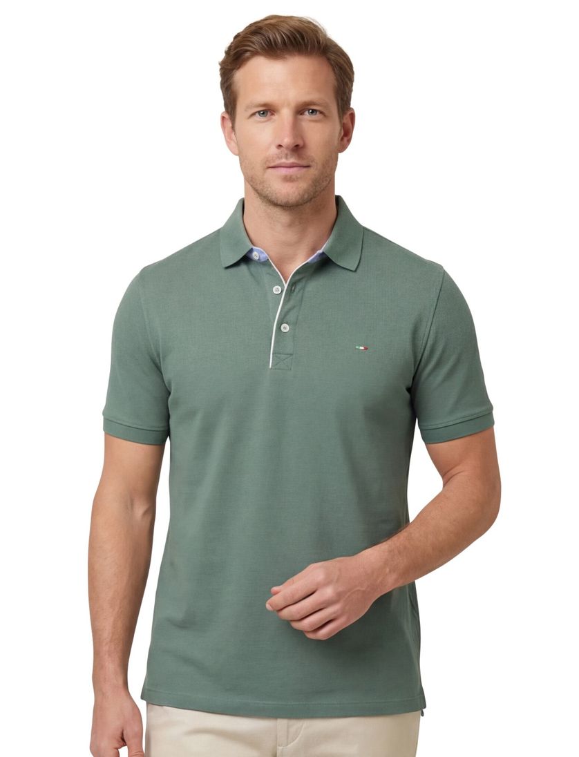 Portofino polo groen pique 3-knoops katoen