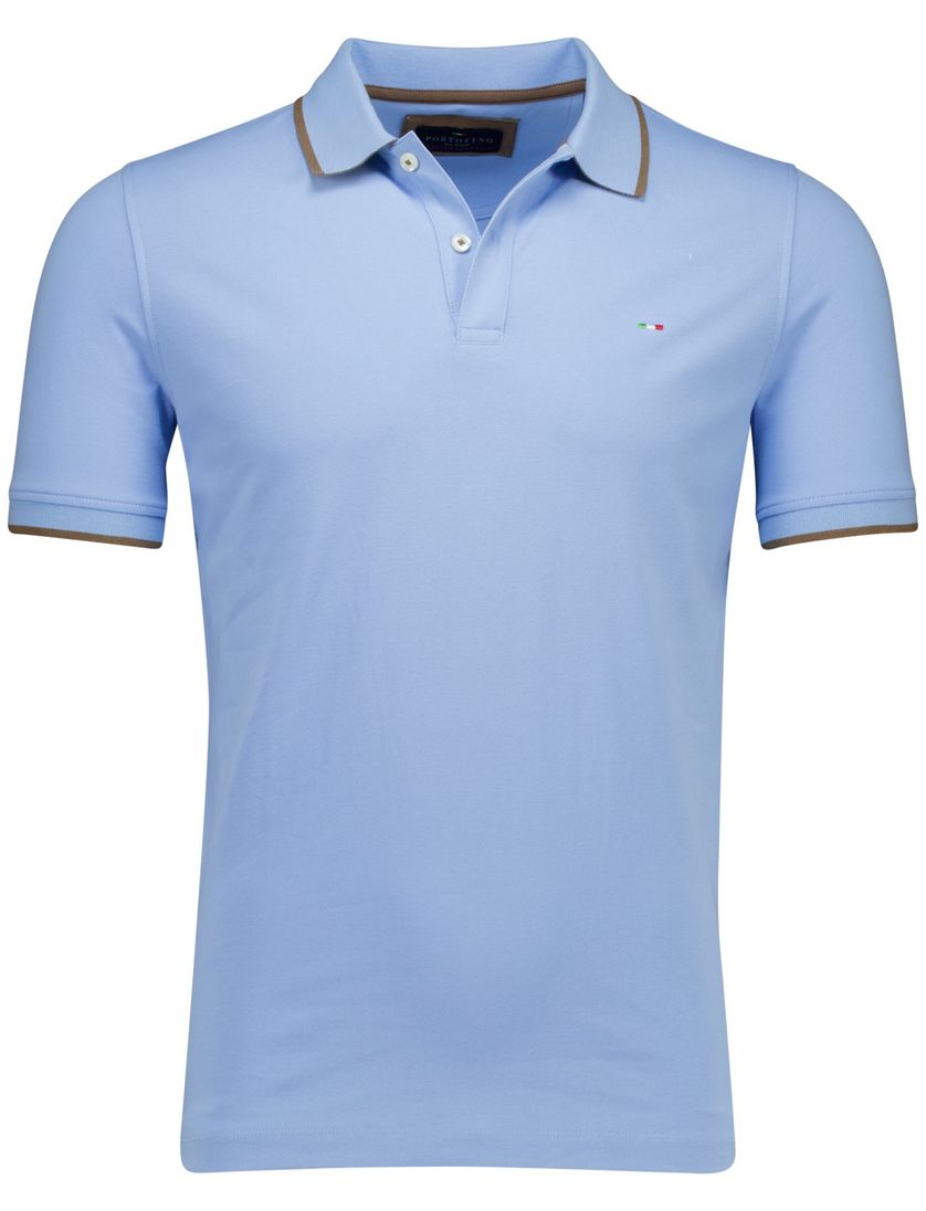 Portofino polo blauw 2-knoops pique katoen