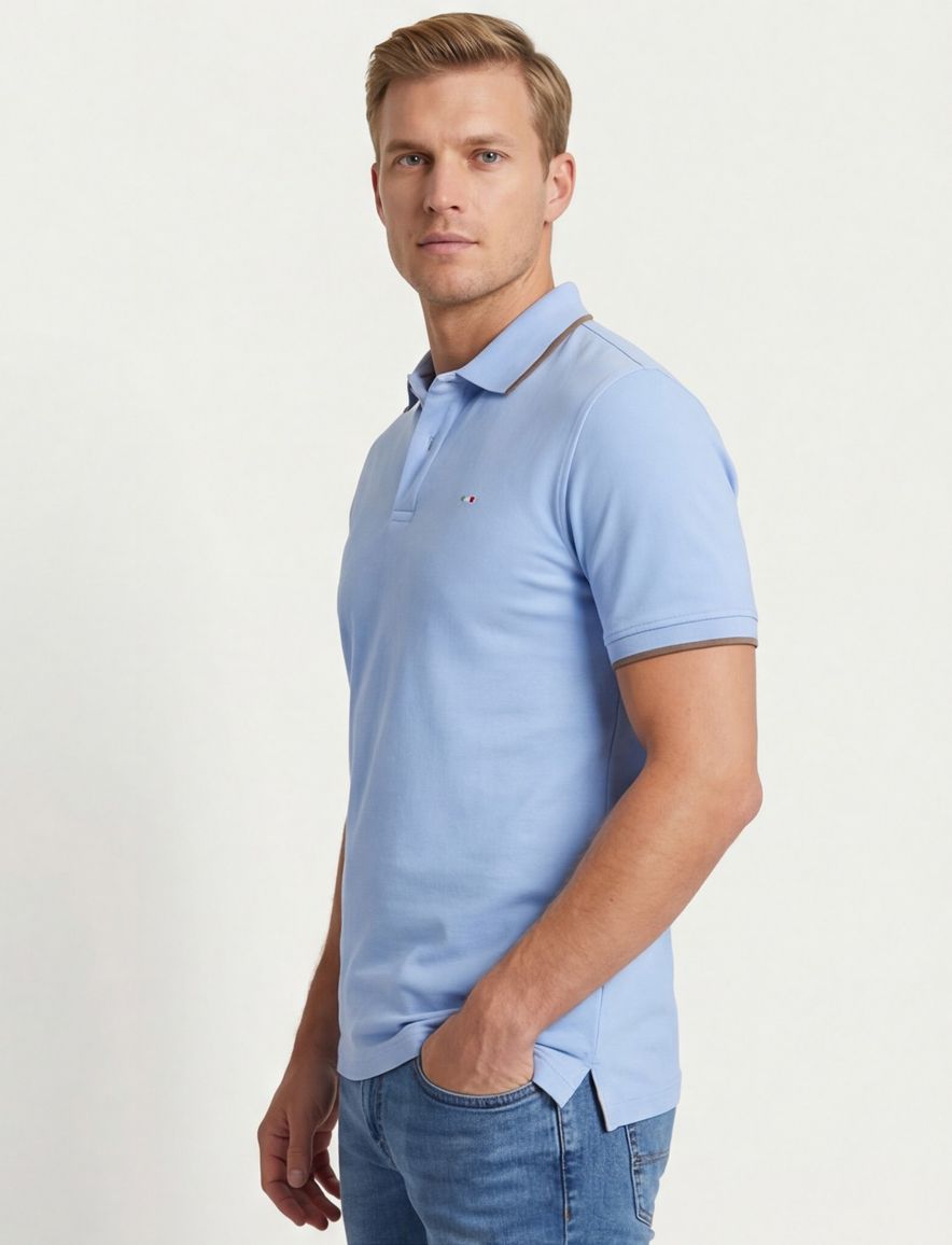 Portofino polo blauw 2-knoops pique